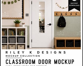 Mockup di porta per aula / PNG ad alta risoluzione / Compatibile con Canva / Uso commerciale / Mockup di porta per insegnanti / Download immediato