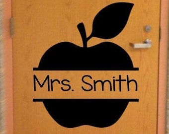 Custom Teacher Name Apple Door Wall Decal - Classroom Decor - Classroom Decorations - Classroom Rules