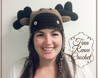 Crochet Teen // Adult Moose Hat // Halloween Costume