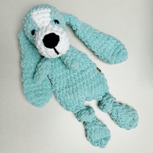 Puppy Snuggler // Crochet Puppy lovey // Knotted Dog lovey // Crochet Dog Snuggler // Baby shower gift  // Gift for him // Gift for her