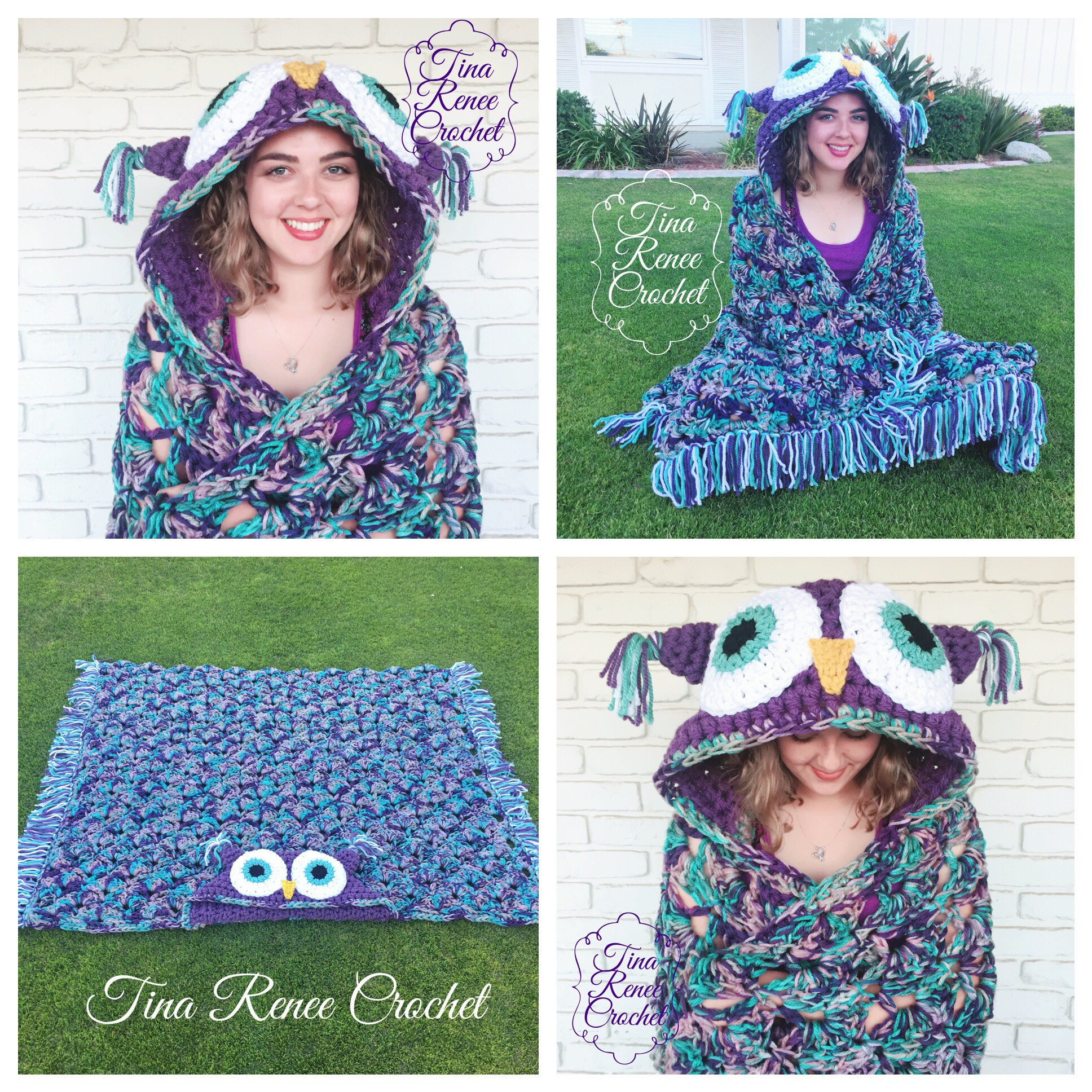 Hooded Owl Blanket Mj's off the Hook Pattern Design Etsy