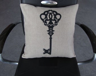 KEY pillow cover on Canvas/Burlap