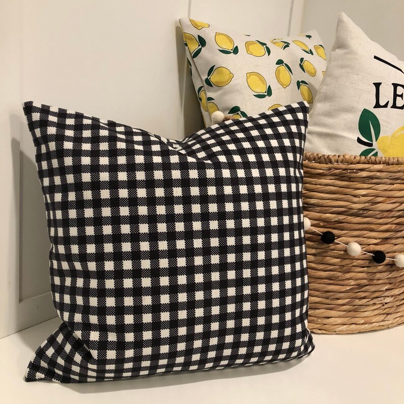 Small Black Check pillow cover Etsy