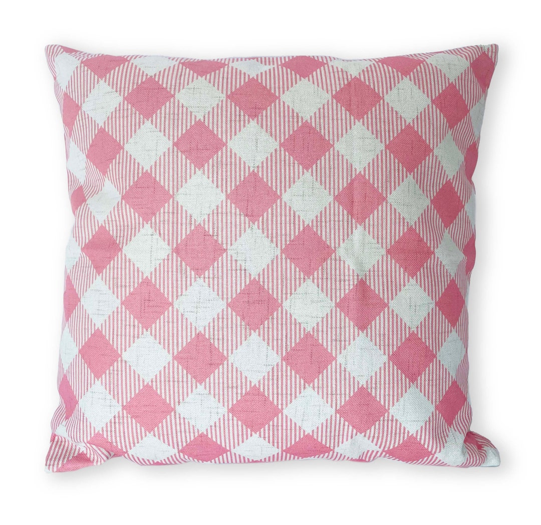 Pink Gingham Pillow Cover Etsy