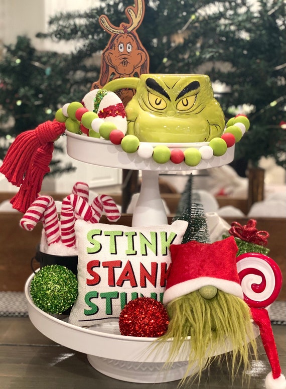 Tiered Tray Mini Pillow Grinch Stink Stank Stunk Farmhouse Etsy