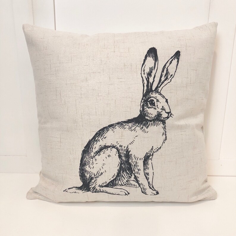Sketched Bunny pillow cover Etsy