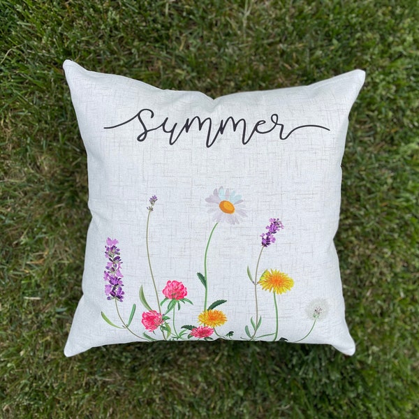 Summer Dandelion / Flowers / Pillow Cover / Summer / Accent Pillow / Throw Pillow / Home Decor / Machine Washable