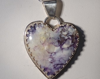 TIFFANY STONE HEART Conjunto hecho a mano en plata de ley.. Viene con cadena de plata de ley... Único en su tipo... ¡Impresionante!