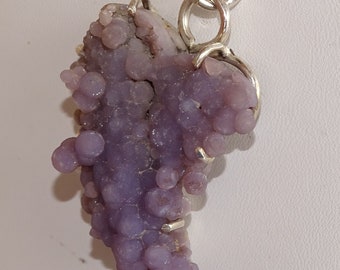 COLGANTE DE ÁGATA DE UVA Corazón Conjunto hecho a mano en plata de ley con cadena de plata de ley 44,8 x 30,2