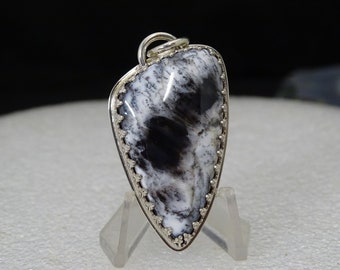AUSTRALIAN DENDRITIC OPAL Colgante hecho a mano en plata de ley con cadena de plata de ley de 18"