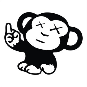Funny Monkey Middle Finger Vinyl Decal / Sticker 2(TWO) Pack