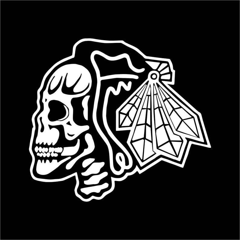 TWO Pack Chicago Blackhawks Skull Vinyl Decal Sticker 2