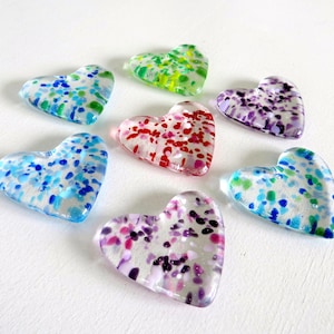 Speckled fused glass pocket heart