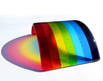 Rainbow fused glass bridge or curve - medium