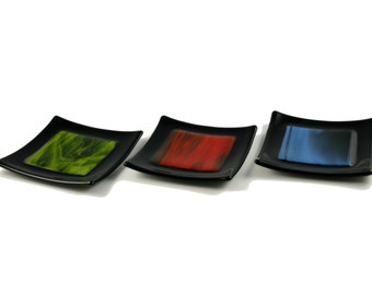 Noir fused glass bowl gift boxed