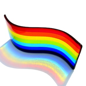 Rainbow fused glass wave - large freestanding