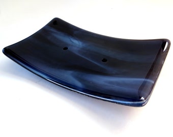 Fluid fused glass soap dish