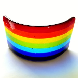 Rainbow fused glass bridge or curve - small