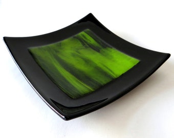 Medium Noir fused glass bowl - gift boxed