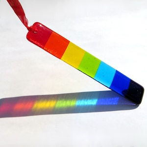 Rainbow fused glass hanging - small/medium