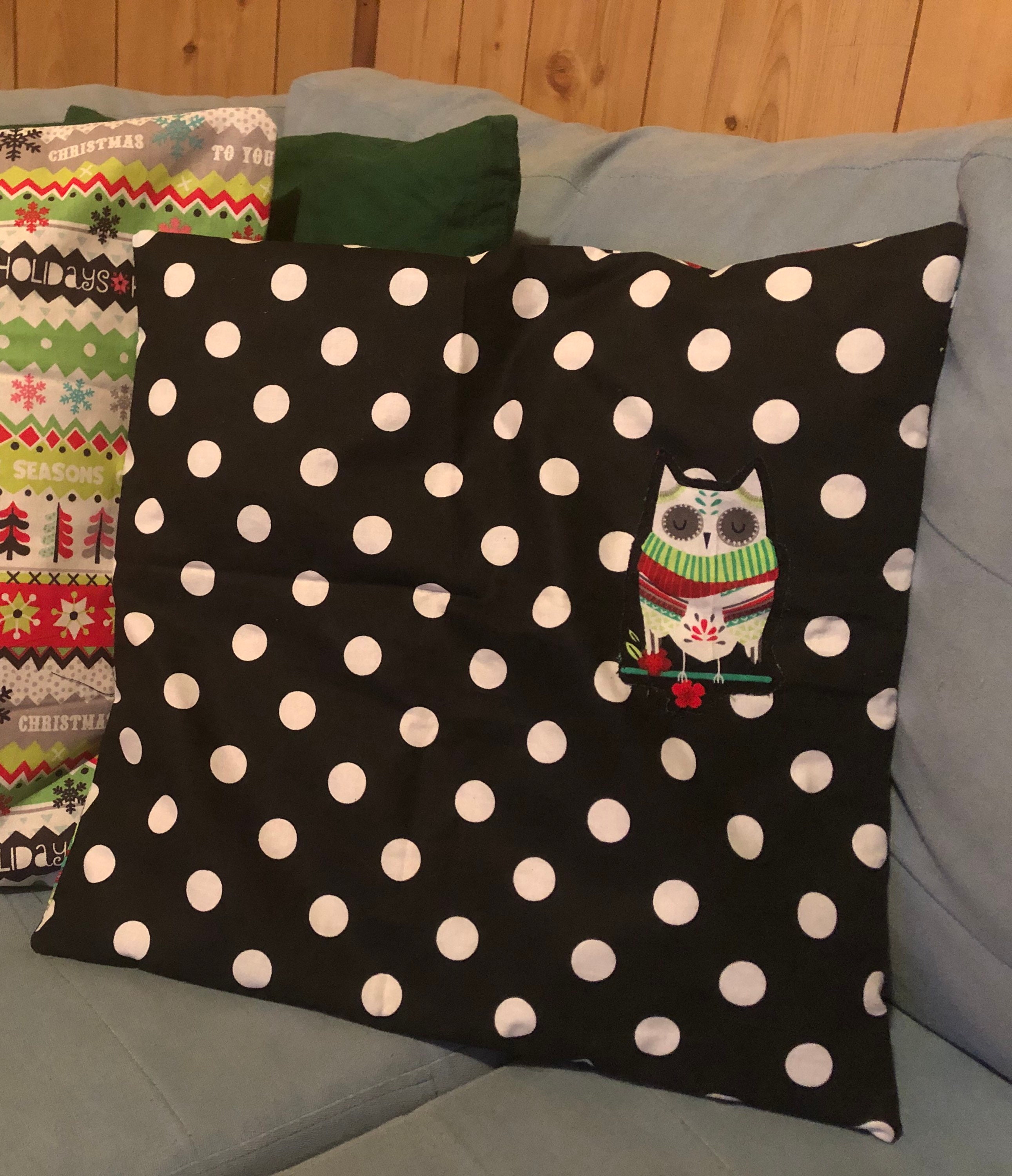 Polka Dot & Owl Pillow Cover