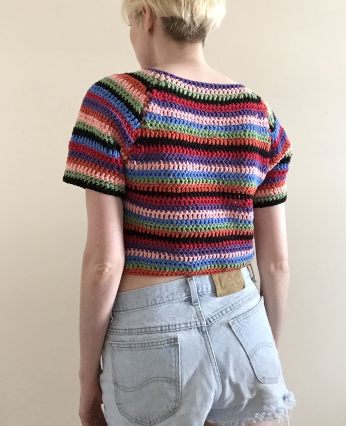 Multicolored contour crochet pullover | Etsy