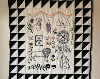 magic symbols embroidered tapestry