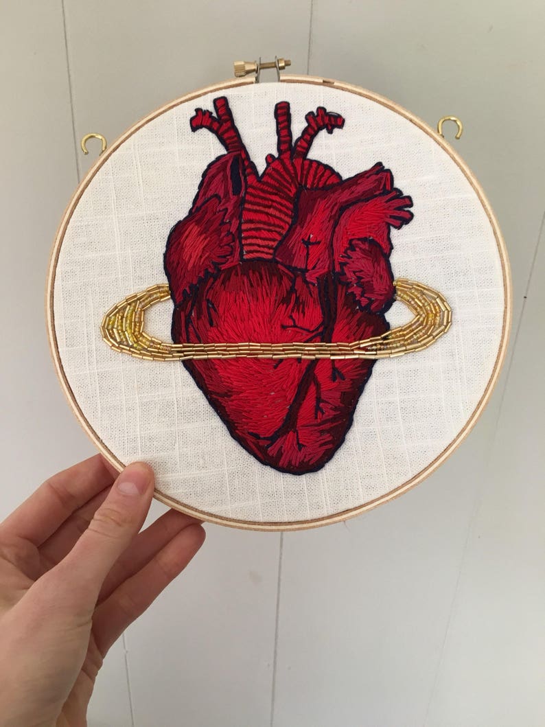 Anatomical heart with beaded rings Etsy