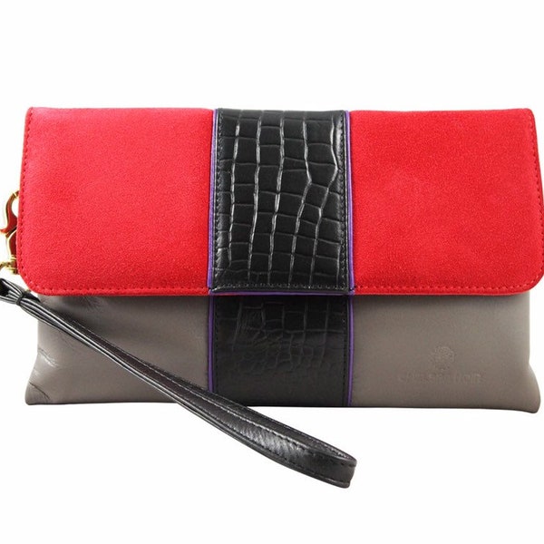 Cosmic-clutch bag-leather and suede clutch bag-luxury clutch bag- 100%leather clutch bag