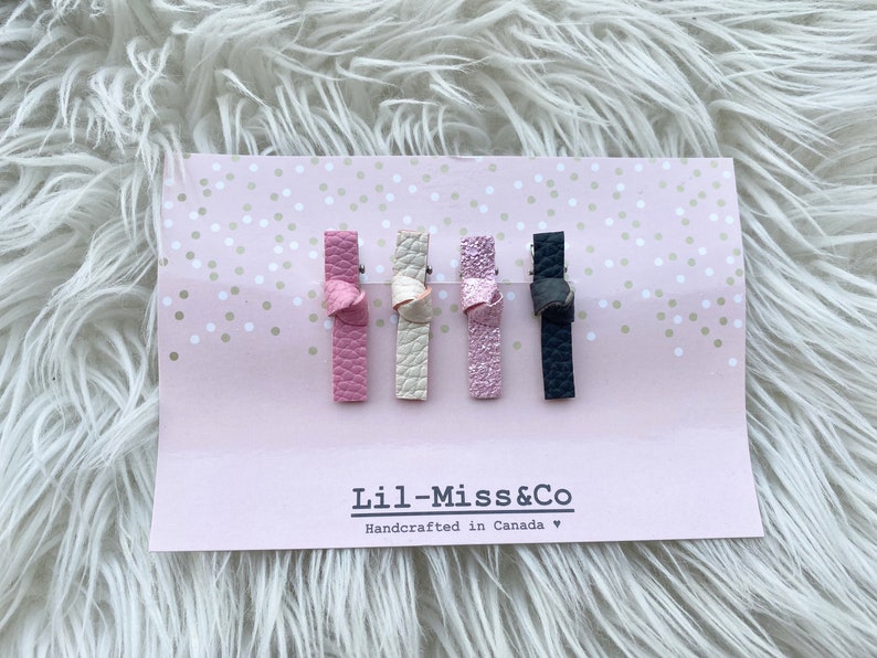 Set of 4 Baby Hair clips toddler hair clips piggy tail clips Bow clips Hair clips Girls Hair Clips baby mbaby clips leather clips