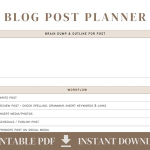 Blog Post Planner - Instant Download, Printable PDF
