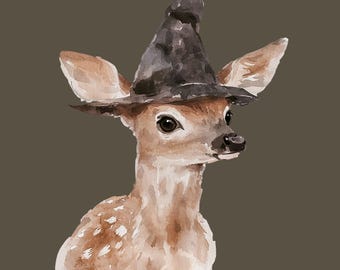 Tovenaarhert | Halloween-AFDRUKBARE muurkunst | Herfstkunst aan de muur | Schone kunsten | Digitale download | Grillig