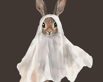 Spookkonijn | Halloween-AFDRUKBARE muurkunst | Herfstkunst aan de muur | Schone kunsten | Digitale download | Grillig