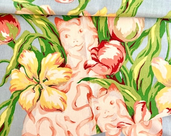 Vintage Brunschwig and Fils "Porcelain Cat Glazed Chintz "  designer fabric