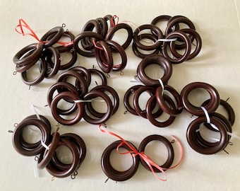 Kirsch Mahogany Finish Curtain/Drapery Rings, Lot of 52