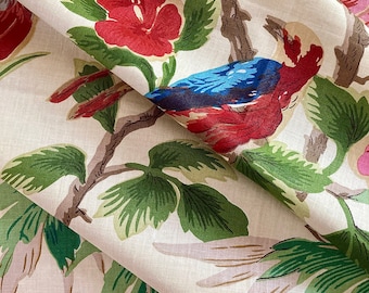 Gorgeous Vintage Brunschwig and Fils Les Rouseau Tropicaux memo, ecru ground