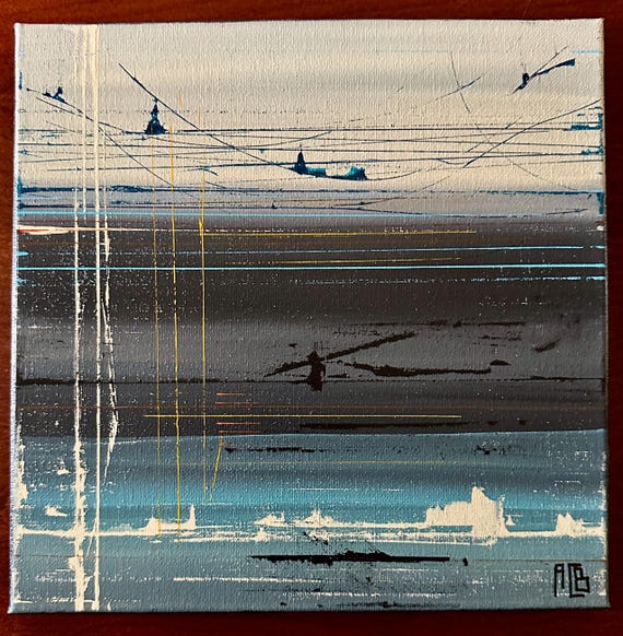 タイトル: Beyond and Above / 抽象画 10x10インチ オリジナルアクリル