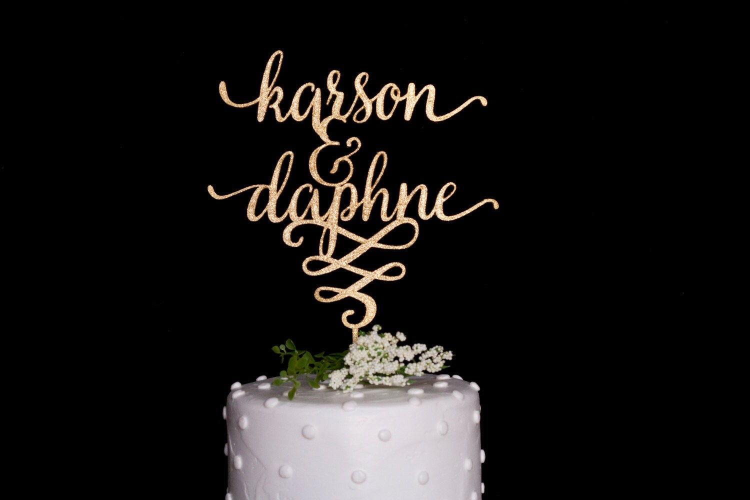 Custom Calligraphy Name Name Wedding Cake Topper Gold Etsy