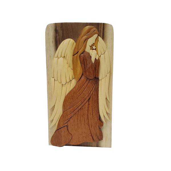 Perfect Angel - Carver Dan’s hand-carved wooden puzzle box with hidden black felt interior compartment.