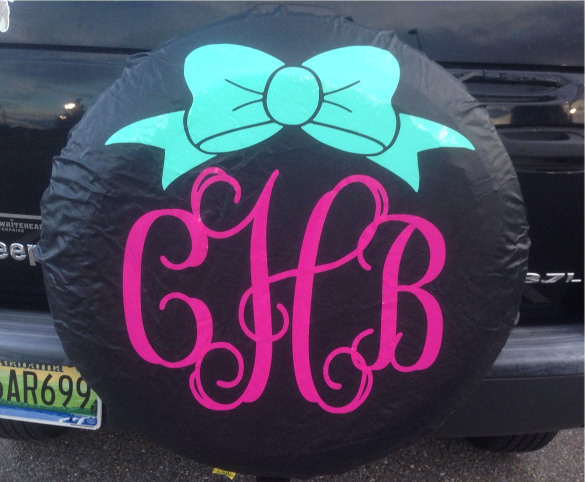 Spare Tire Cover W/ Vinyl Monogram Etsy