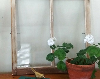 Architectural salvage window, antique window frame, chippy white 2 pane