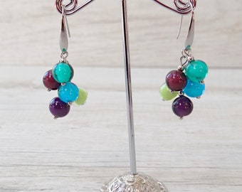 Schisse Collection Made in Italy Venetian Glass Jewelry with Green Lampwork Glass Beads Murano Glass Earrings