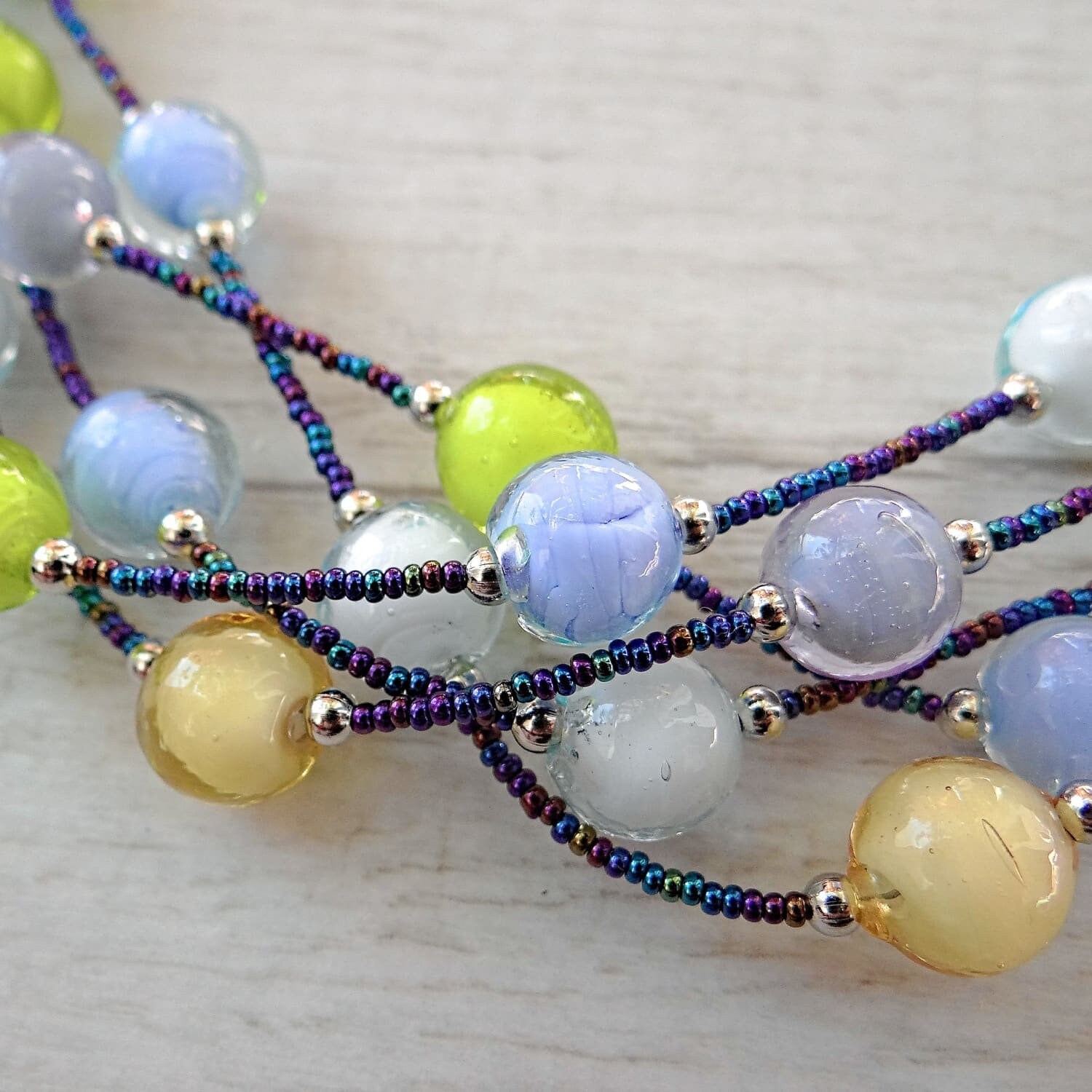 Murano Glass Necklace Glass Jewelry With Light Lampwork Glass