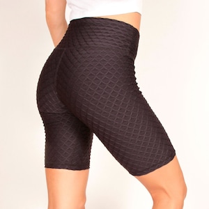 Mermaid Textured Black Bike Shorts Spandex Leggings Hot Pants Work Out Yoga Sports Cycling In Size XS S M L