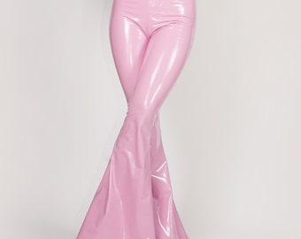 Stretch Vinyl Bright Hot Pink Flare Leggings High Waisted Tights PVC PU Hot  Faux Leather Bell Bottom Pants Spandex Size S M L XL Plus Xxl -  Hong  Kong