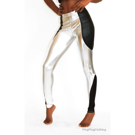 silver spandex leggings