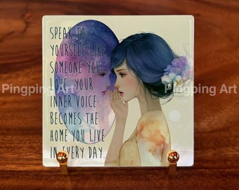 Motivational Quote Coaster Ceramic Tile Feminine Wisdom Gift