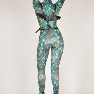 Pleated Chiffon Jumpsuit with Belt Peacock