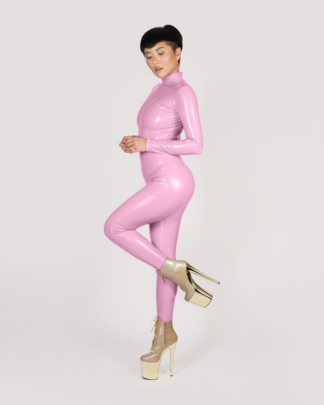 Custom Made Light Baby Pink Stretch Vinyl Catsuit PVC PU Faux Latex Leather  Bodysuit Festival Jumpsuit Costume Size S M L XL Xxl Plus -  Denmark
