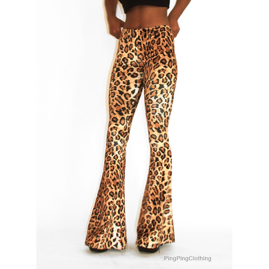 leopard print bell bottom pants